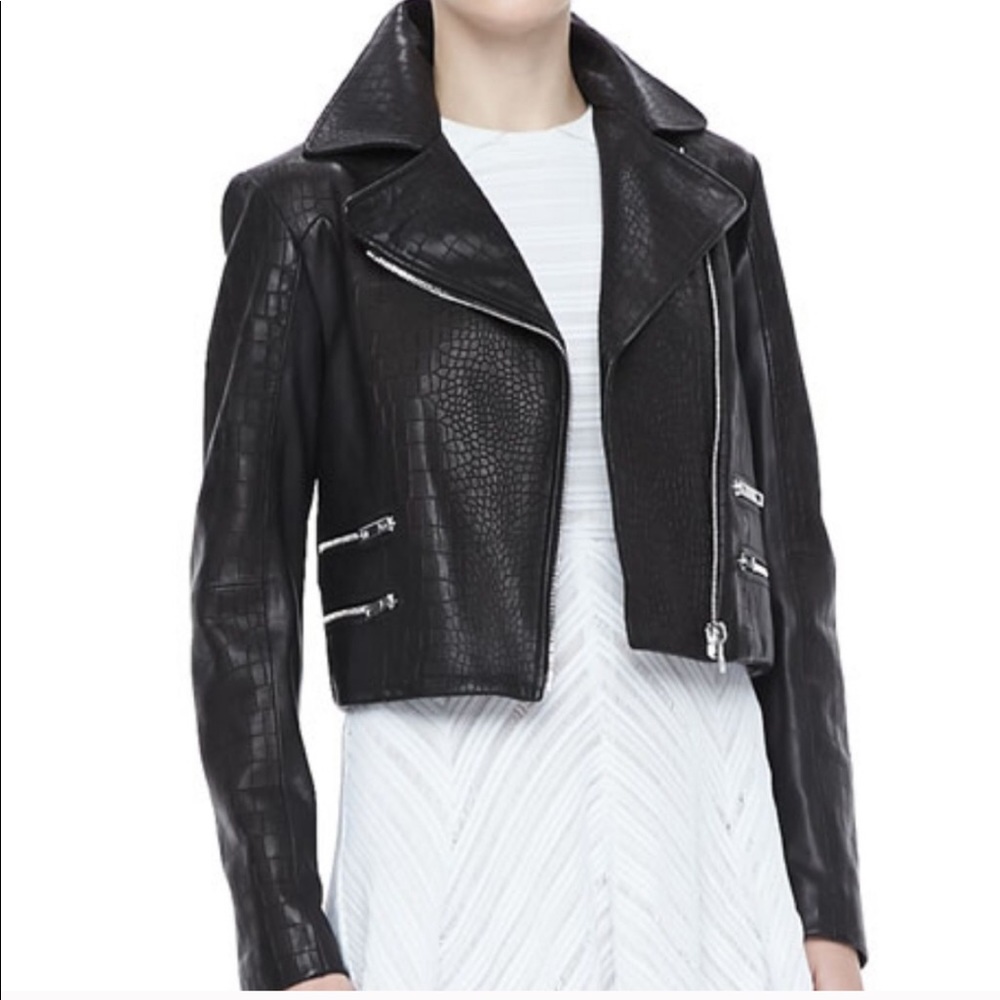 Rag&bone vespa croc embossed leather jacket 0
